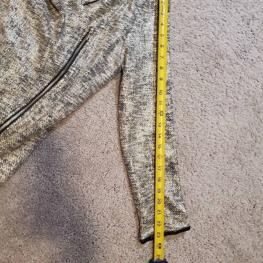Stella and Dot Metallic Waterfall Zip Up Moto Style Blazer - Picture 9 of 11
